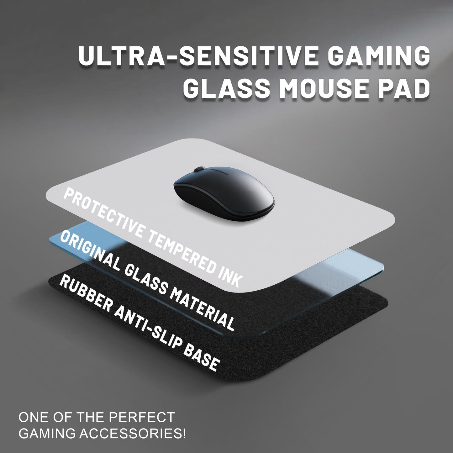 BoBliss Glass Gaming Mouse Pad-15.7"x 11.8",Ultra-Smooth Gaming and Office Mousepad-Professional-Grade Esports Mouse pad,Non-Slip Base with Noise-reducing Pads,White.