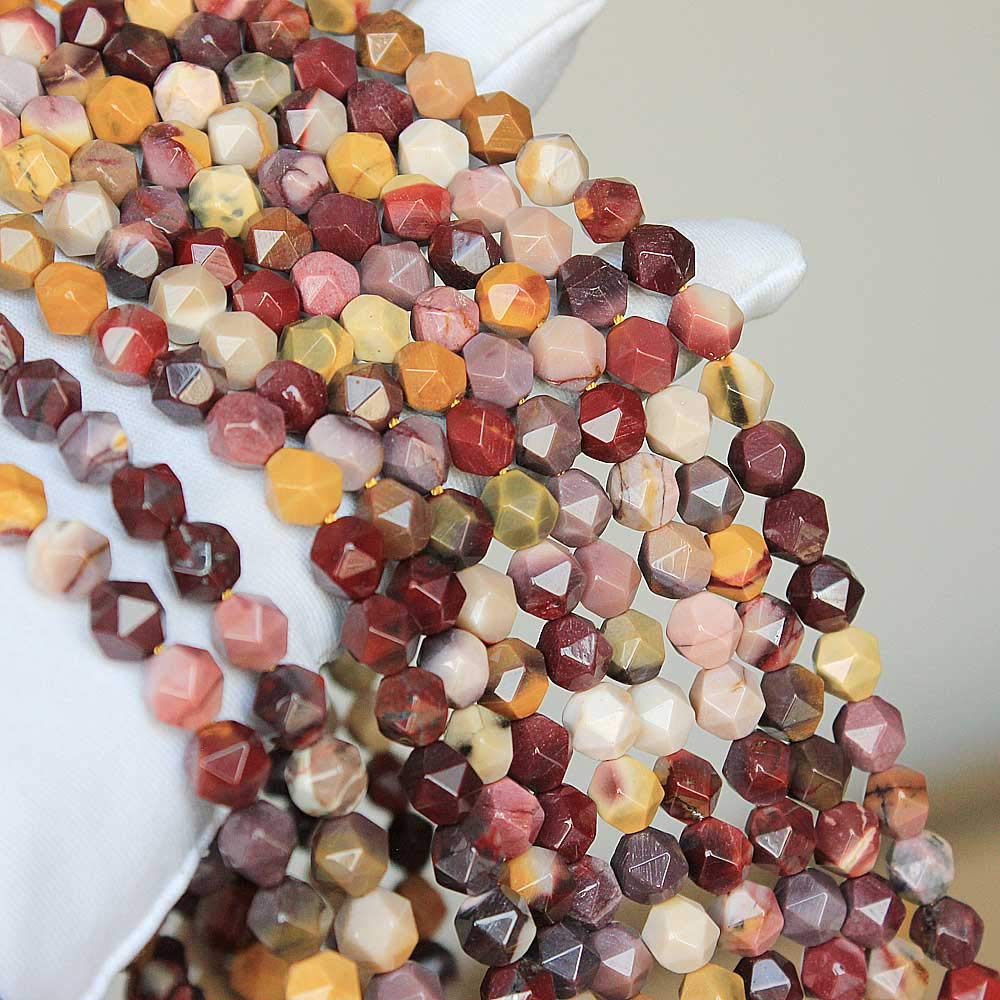 MJDCB Best Sellers Natural Stone Beads Faceted Polygon Moonkaite Jasper Crystal Energy Stone Healing Power for Jewelry Making(8mm)