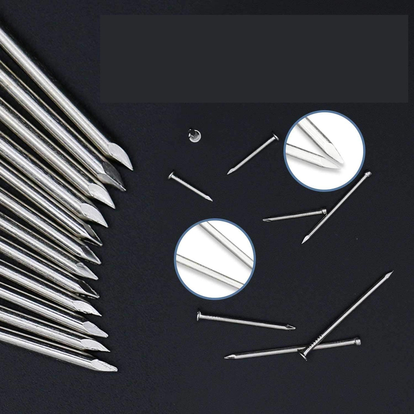 SIGO 430pcs Stainless Steel 304 Nails Kit, 6 Sizes (5/8", 3/4", 1", 1-1/4", 1-1/2", 2") for Picture Hanging, Wall & Woodworking Projects