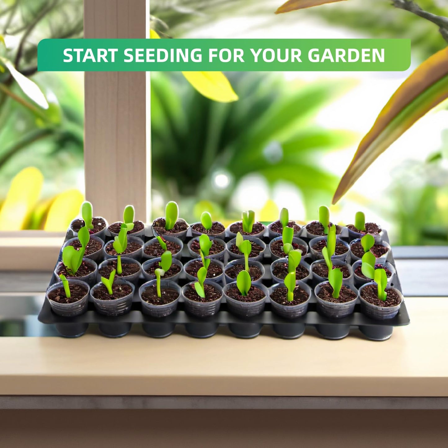 RooTrimmer 5-Pack 32 Cell Seedling Trays & 160 Pack 2" Soft Clear Nursery Pots -Thickened Durable Plant Starter Kit for Seed Germination (5 Sets)