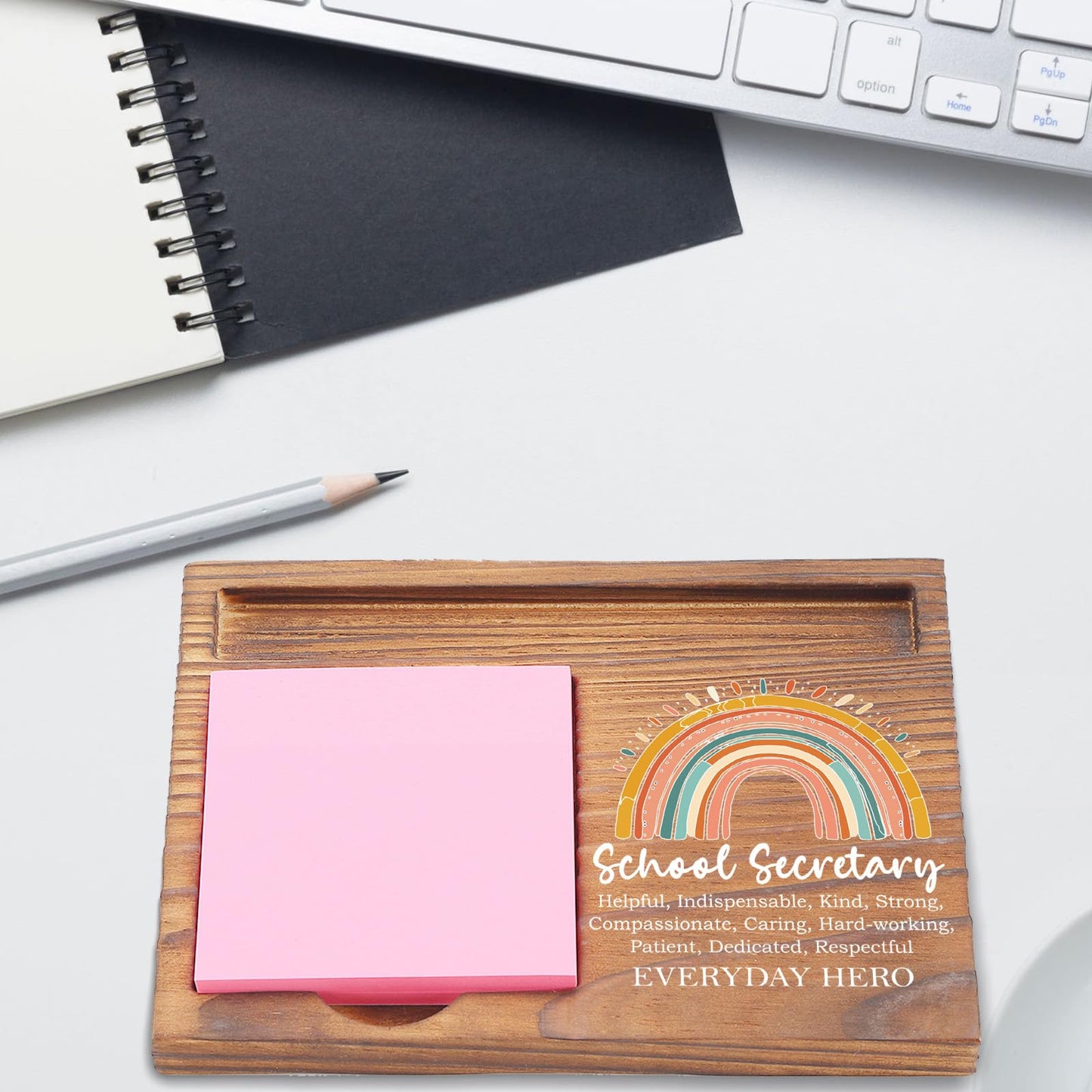 School Secretary Appreciation Gifts Desk Self-Stick Note Pad Holders, Thank You Gifts for School Secretary Assistant Principal Staff Worker Admin EDP04