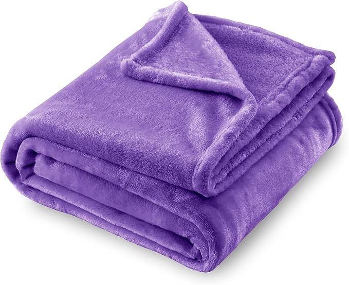 SOCHOW Flannel Fleece Blanket Luxury Twin XL Size, All Season Lightweight Super Soft Cozy Blanket for Bed or Couch, Purple, 66x90 inches