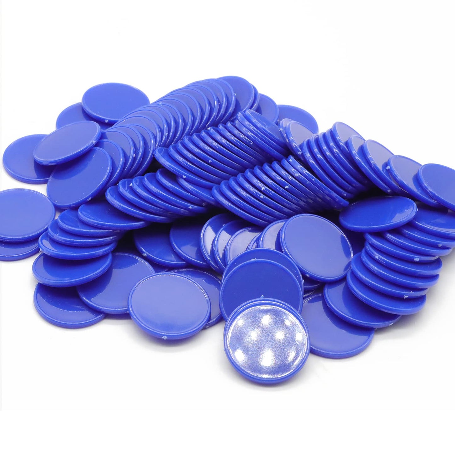 HAKITAROOM Set of 100 Opaque Plastic Learning Counters Mini Poker Chips Game Tokens with Storage Box (Blue, 1.58 Inch)