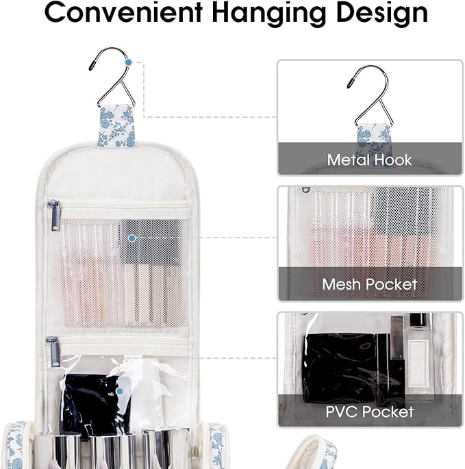 Narwey Hanging Toiletry Bag for Women Travel Makeup Bag Organizer Toiletries Bag for Cosmetics Essentials Accessories