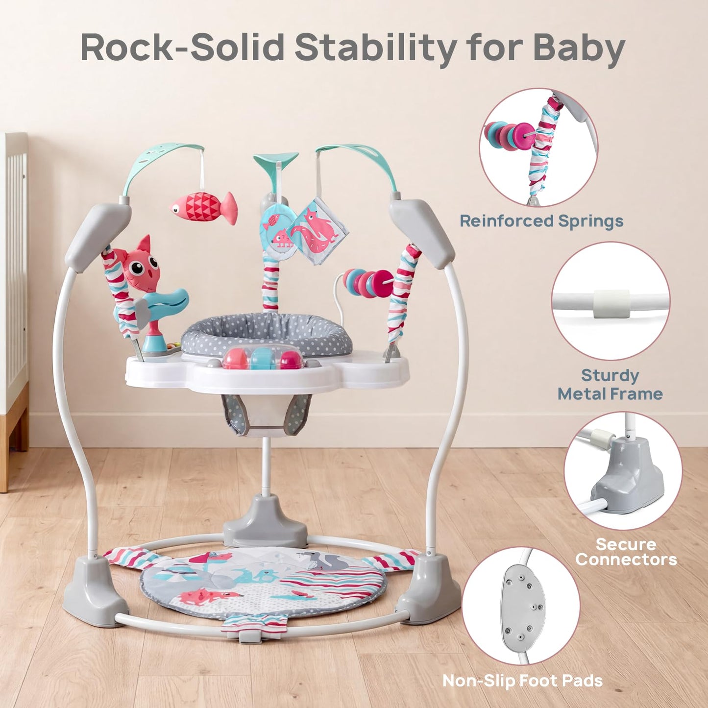 Portable Baby Activity Center Play Center 7-18 Months and Developmental Toys 7-18 Months,Pink