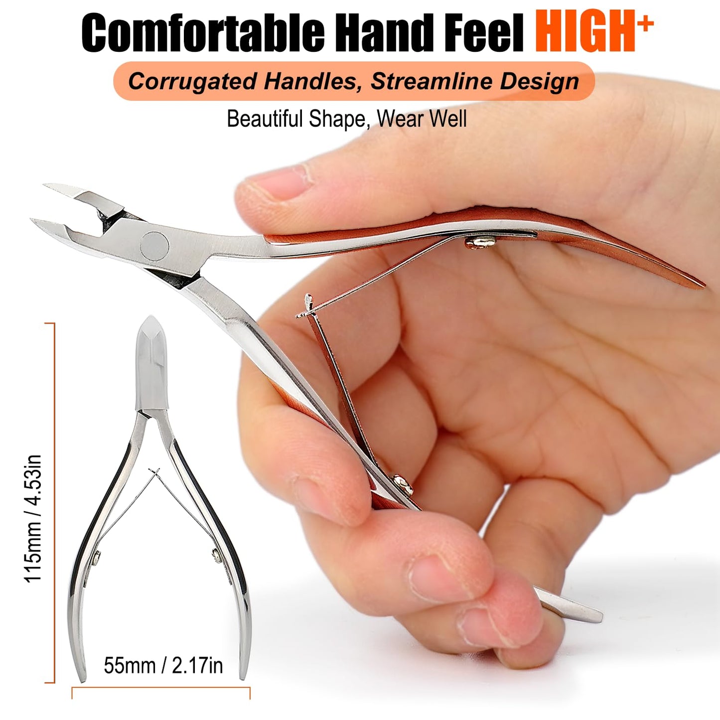 LePinko Professional Cuticle Trimmer kit, Super Sharp Dead Skin Clipper, Labor-saving Cuticula Remover for Fingernail Toenail, Manicure Pedicure Tool for Women Men, Home Salon Use, 7mm Jaw