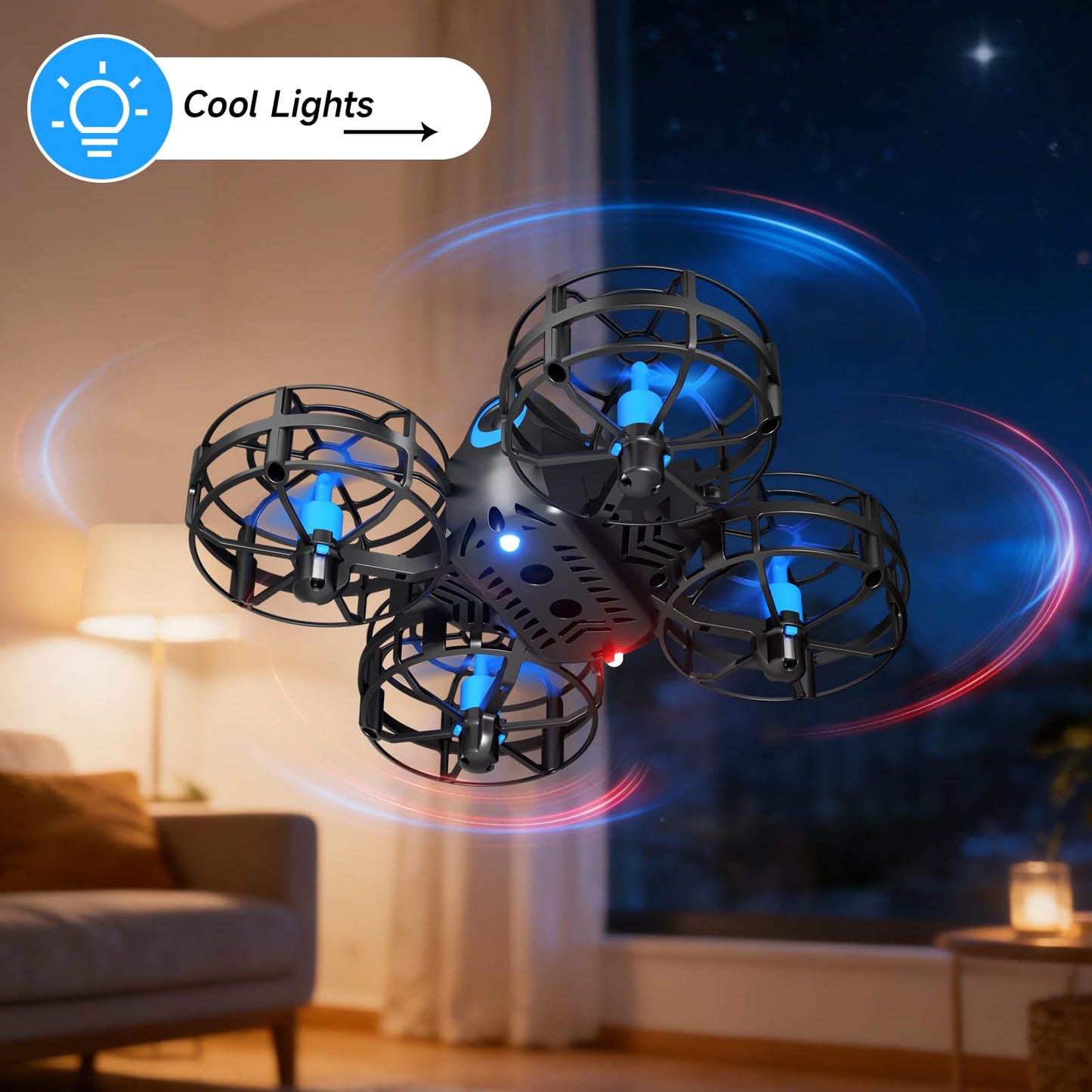 4DRC V18 Mini Drone for Kids Beginners, RC Quadcopter with 2 Control Modes, Headless Mode, Altitude Hold, Auto Hover, 3 Speeds, 3D Flips, LED Lights, 2 Batteries, Gift Toy for Boys