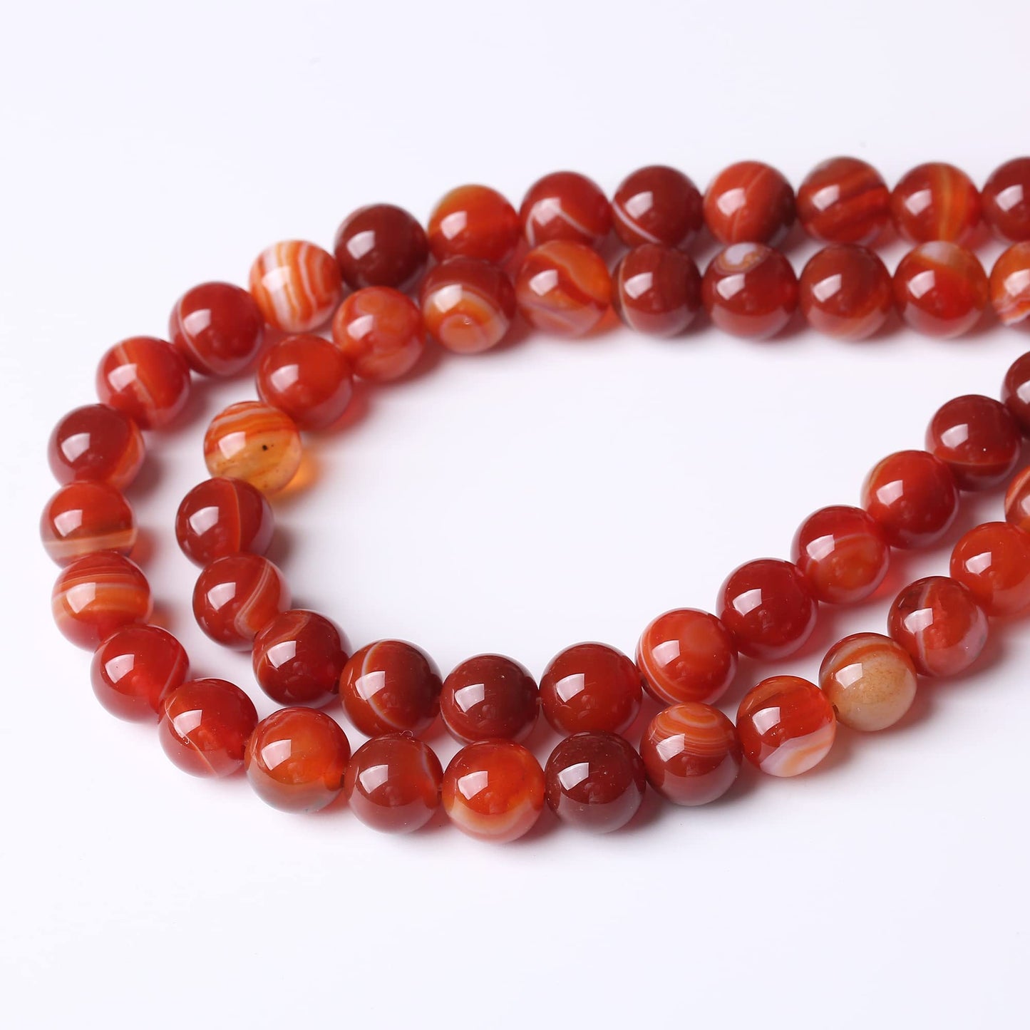 10MM Red Carnelian Stripe Agate Round Loose Beads Natural Gem Beads Crystal Energy Stone Beads for Jewelry Making DIY Bracelet Necklace