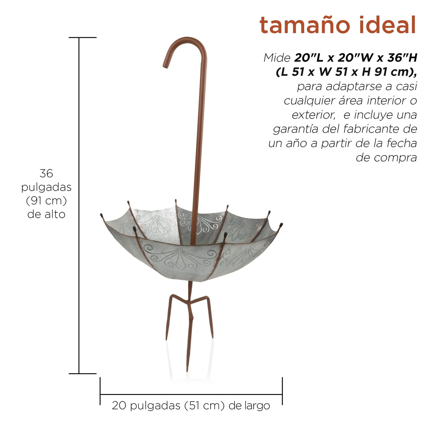 Alpine Corporation 36" Tall Outdoor Rustic Upside Down Umbrella Garden Stake and Planter