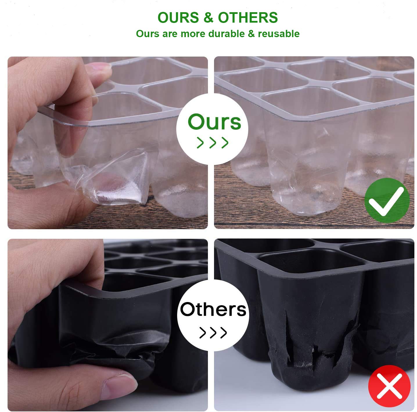 UWIOFF Seed Starter Tray, 12-Pack 144 Cells Seedling Starter Trays, Humidity Adjustable Seed Tray Kit with Dome and Base Greenhouse Grow Trays Mini Propagator for Seeds Growing Starting