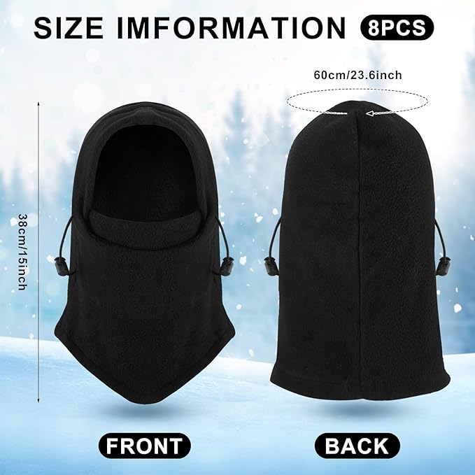 Frienda 8 Pcs Balaclava Ski Mask Men Windproof Warmer Face Covers Adjustable Winter Mask for Men Women