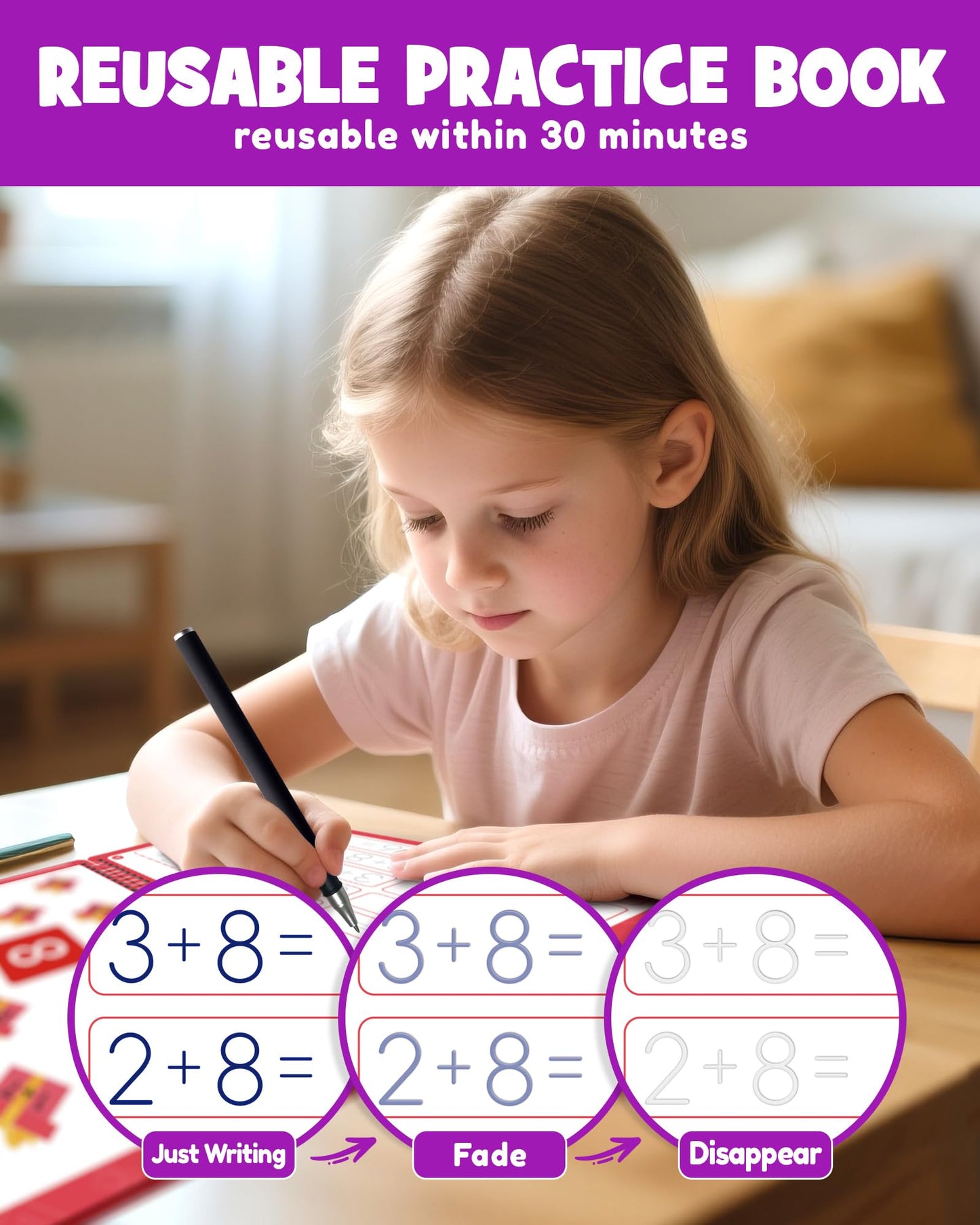 FADAWU Magic Grooved Writing Practice Books for Kids, Large Grooved Handwriting Copybook, Reusable Learn to Write Number Letter Preschool Tracing Workbook for Kids Ages 3-8, Birthday Gifts Toys