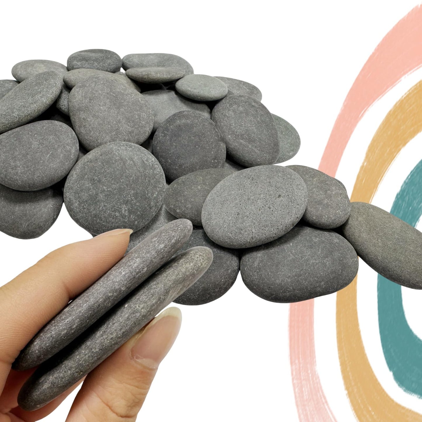 MSACC 26PCS Rocks for Painting, 2-3 Inch Medium River Rocks to Paint, Flat Painting Rocks,Smooth Kindness Rocks for Crafts, DIY,Garden Decoration