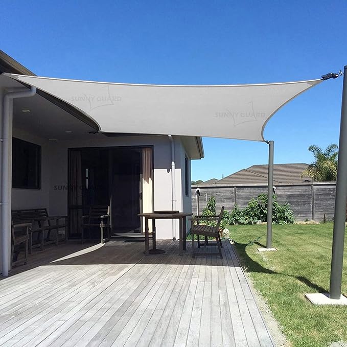 SUNNY GUARD Custom Size 5'x8' Silver Grey Sun Shade Sail Rectangle UV Block Shade for Backyard Yard Patio Deck Garden(Customized)
