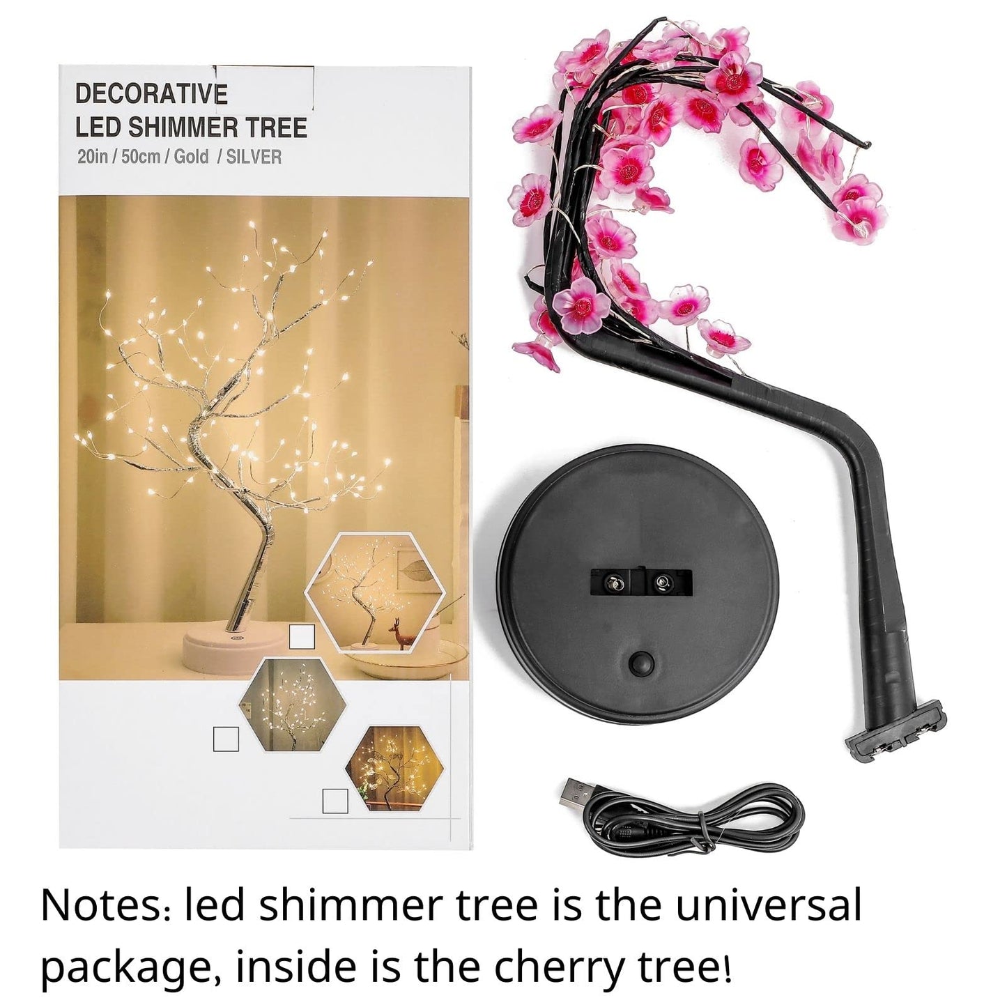 Cherry Blossom Tree Lamp, 18inch 36 Led Bonsai Tree Lights, Battery/USB Operated Japanese Decor Night Lights for Christmas Indoor Decorations Bedroom Home Gift Idea,Warm White
