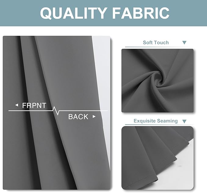 ChrisDowa Blackout Curtains 63 inches Long for Bedroom - 2 Panels Set Grommet Thermal Insulated Room Darkening Curtains for Living Room (Grey, 52 x 63 Inch)