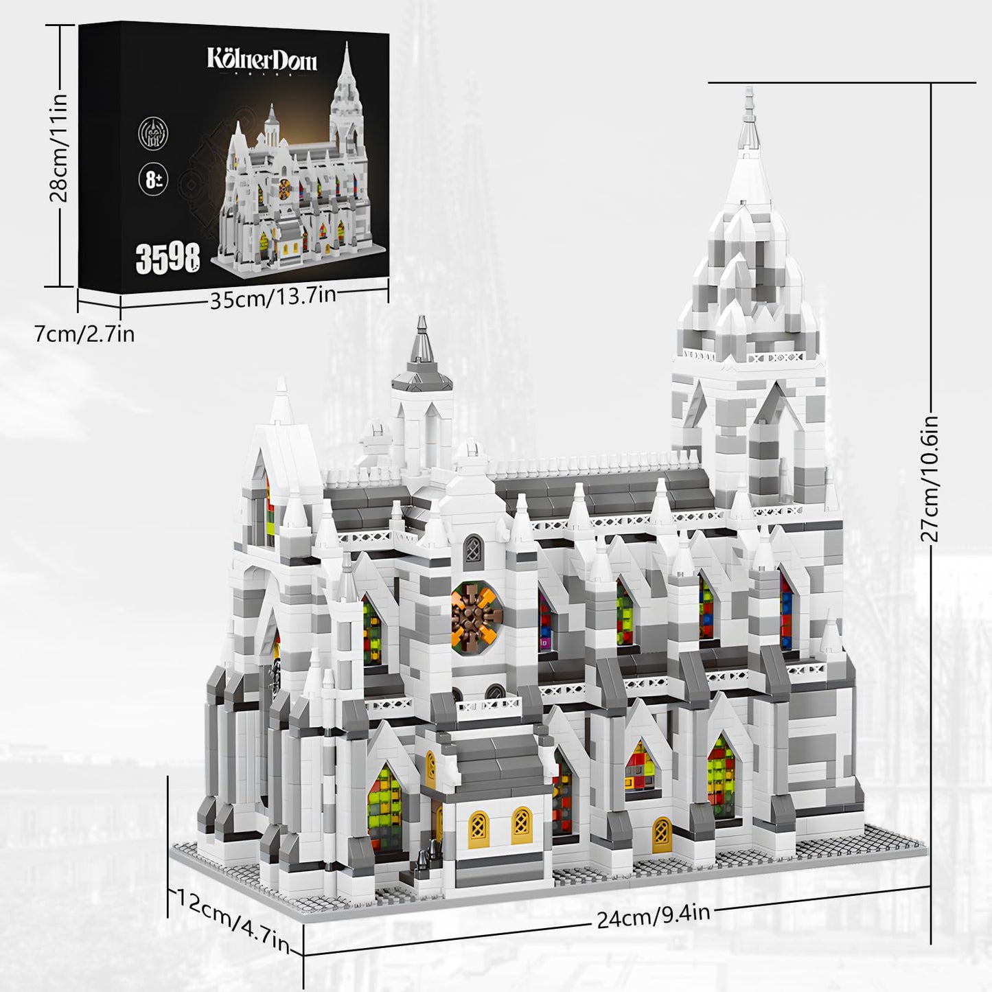 YCJZXMS Miniature Building Blocks Cologne Cathedral Model Set (3598 Pieces) - Building Toys, Suitable for Children and Adults as Gifts