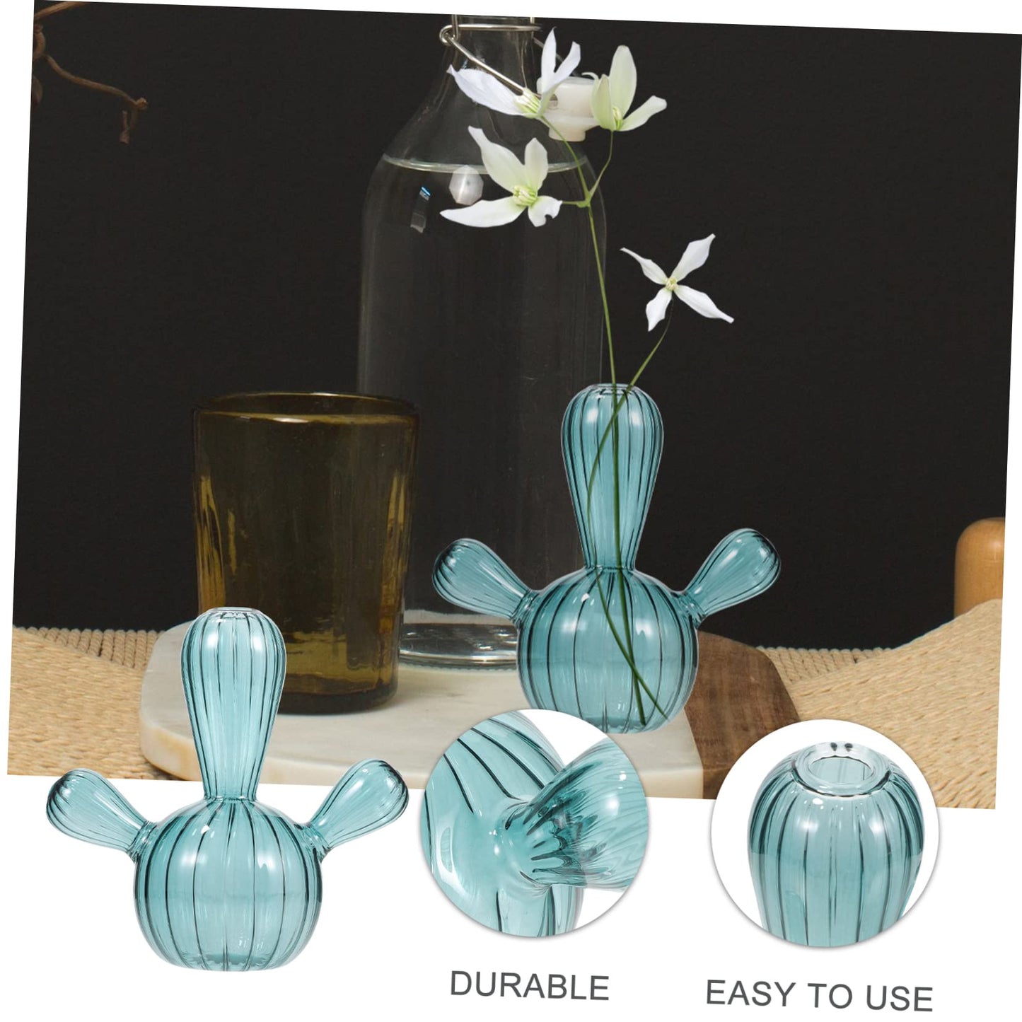 Bottle Decoration Cactus Shape Container Hydroponic Flower Bottle Hydroponic Plant Vase Cactus Terrarium Holder Cute Succulent Pots Mini Planter Pots Glass Hydroponics