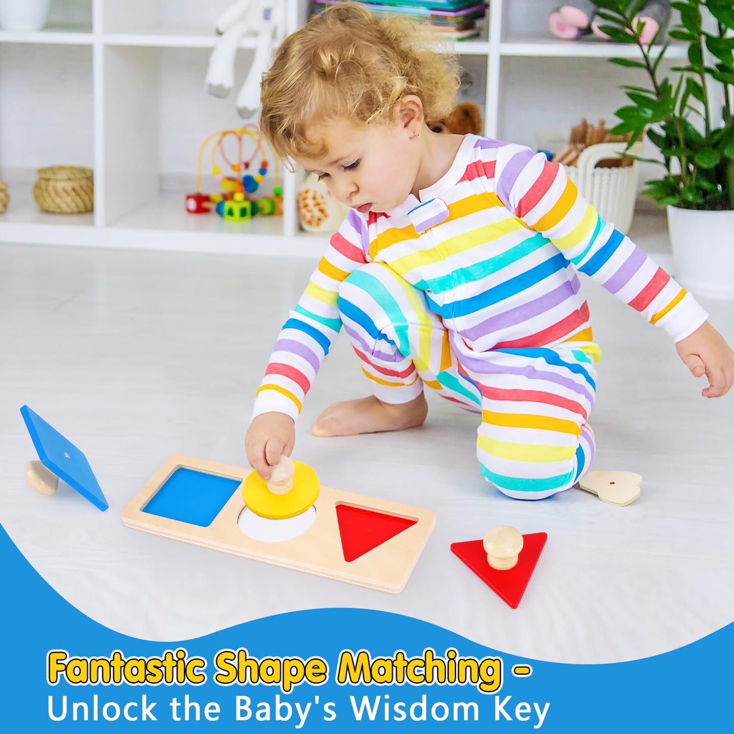 KMTJT Montessori Educational Toys for 1+ Year Old Toddler, 1st First Birthday Gifts for 1-2 Years, Includes Stacking Cups, 2 in 1 Object Permanence Box, Bead Maze, Mirror Puzzle and More