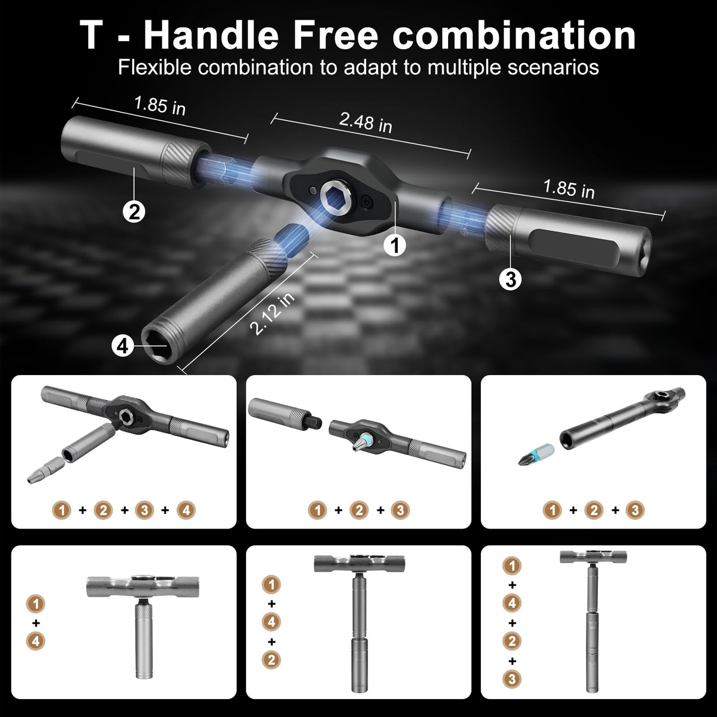 24 in 1 Magnetic Screwdriver Set, Ratchet Mini Screwdriver Set with Multi Bits, Portable Screwdriver Sets Detachable T Handle with Storage Case Repair Tool Kit for Furniture Computer Bicycle or DIY