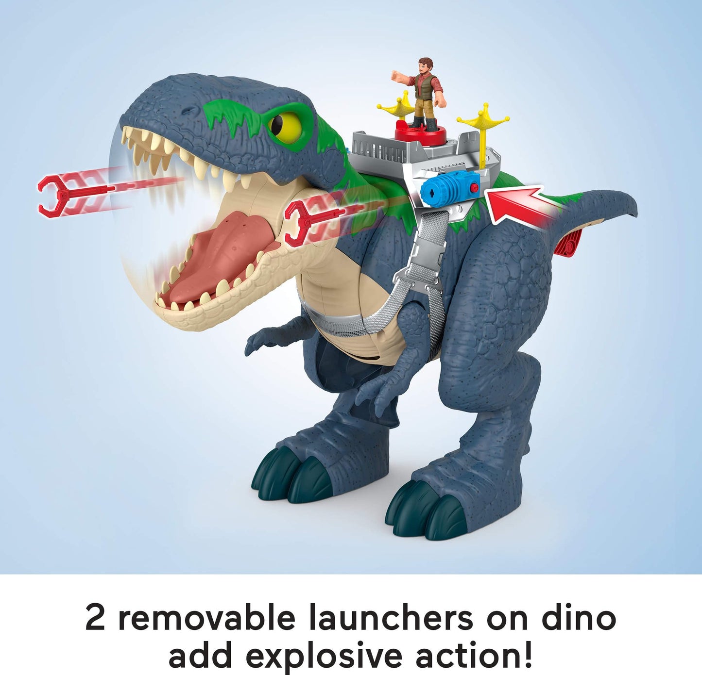 Fisher-Price Imaginext Jurassic World Rebirth Dinosaur Playset, Ultimate Action Chomp T. rex 18-inch Dino Toy with Lights, Sounds, Motion & 2 3-inch Action Figures