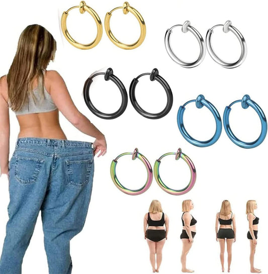 5 Pairs Nature Skinny Acupressure Slimming Retractable Earrings Non Piercing Acupressure Slimming Earrings Lymph Germanium Earrings for Women and Men