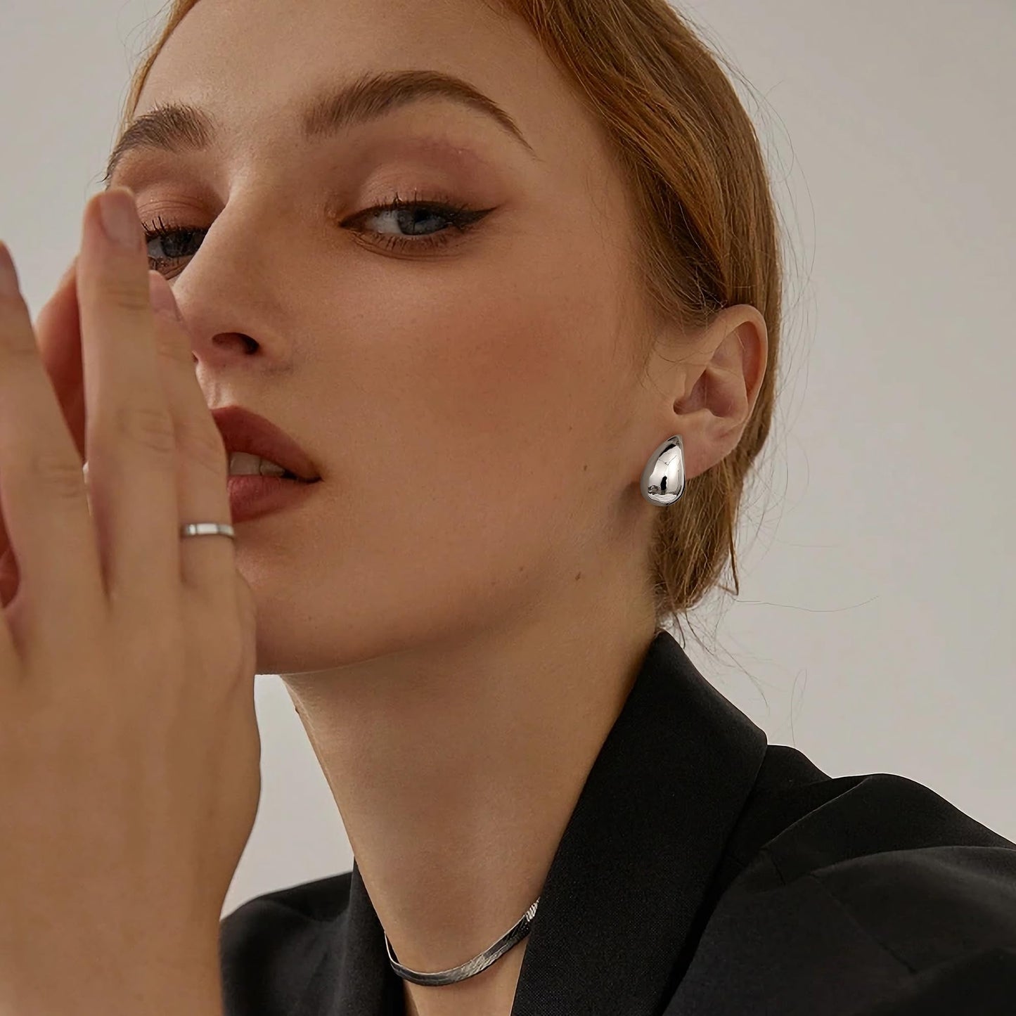 Gacimy Silver Tone Teardrop Earrings Dupes for Women, Chunky Drop Earrings for Women with 925 Sterling Silver Post, 0.7 Inches