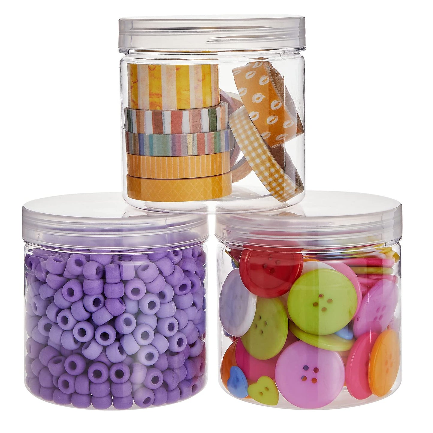 Juvale Plastic Jars with Lids - 12 Oz, Clear, 8-Pack - Slime Containers with Lids & Craft Jars for Kids DIY