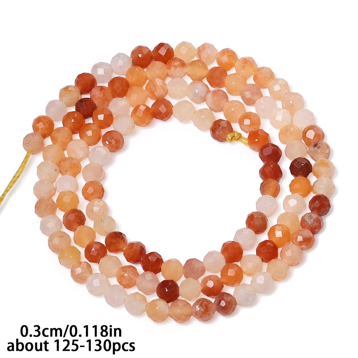 Song Xi 120pcs 3mm Natural Red Aventurine Gemstone Beads Faceted Round Loose Stone Beads for Jewelry Making (1 Strand)