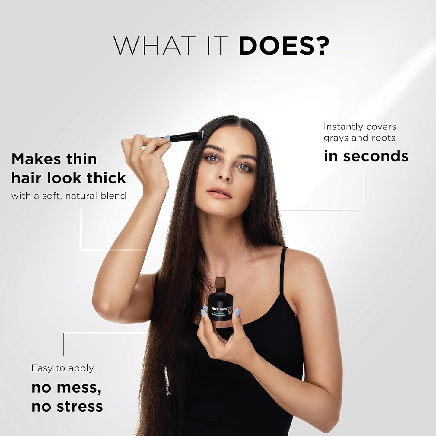 THICK FIBER Root Touch Up and Hairline Concealer for Thinning Hair Women - Water & Sweat Resistant Hair Loss Powder Set, Includes Brush (Red Brown)
