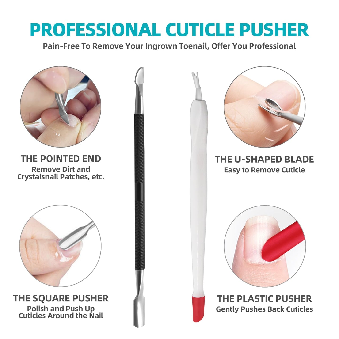 Cuticle Trimmer with Cuticle Pusher, RONAVO Cuticle Remover Stainless Steel Professional Cuticle Nipper, Durable Pedicure Manicure Tools (Matte Black)