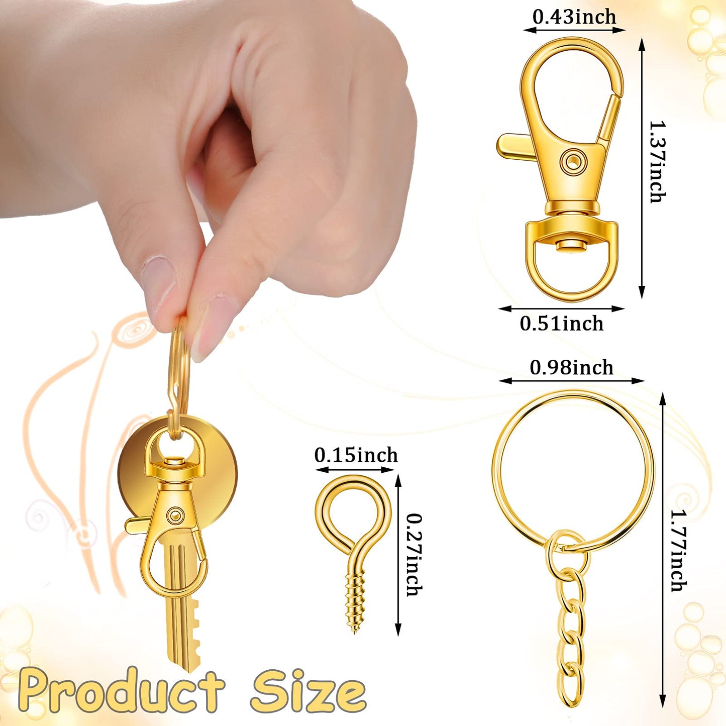 280 Pieces Key Chain Rings Kit Including 35 Pcs Swivel Lobster Clasp Keychain 35 Pcs Key Rings with Chains 210 Pieces Small Screw Eye Pins Hooks for DIY Crafts Set, 7 Colors