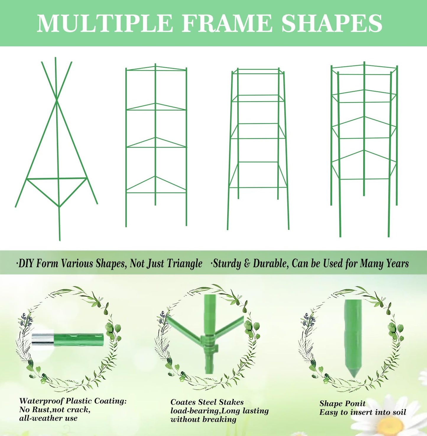 Moirsunt 66Inch Tall Tomato Cage for Garden, 4Pack Plant Support Heavy-Duty Garden Stakes, Tomato Trellis for Potted Plants, Height Adjustable Tomato Cage Trellis for Climbing Plants Flowers