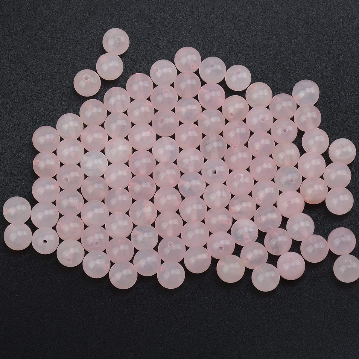 LPBeads 100PCS 8mm Natural Rose Quartz Beads Gemstone Round Loose Beads for Jewelry Making with Pink Stretch Cord