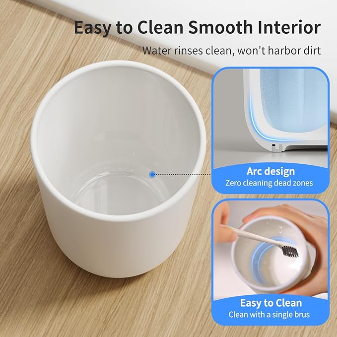 MOPMS Toothbrush Cup 13oz 380ml, Unbreakable Reusable Bathroom Tumbler 2Pcs, Non-Slip Plastic Bathroom Cup Toothbrush Holders for Bathroom White