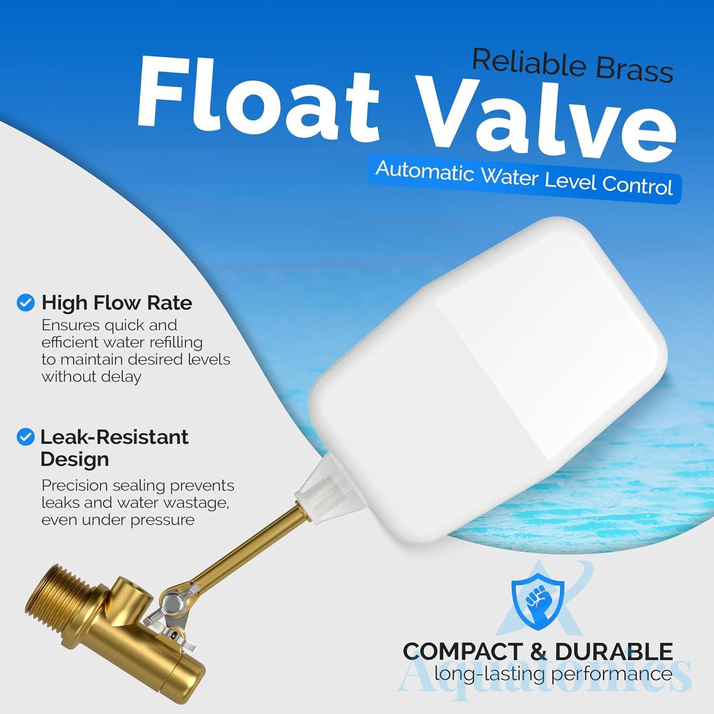 3/8" Water Float Valve – Heavy-Duty 125 PSI Water Level Controller - Easy Wingnut Adjustment Float Valve – Adjustable Flow (2.25 GPM) for In-Ground Pools & Auto-Fill Systems