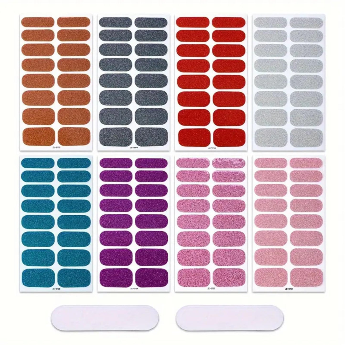 SIUDXA Peel and Stick Nails - 8 Sheets Glitter Gel Nail Wraps, Full Cover Nail Stickers for Women, Long Lasting DIY Home Manicure Kit