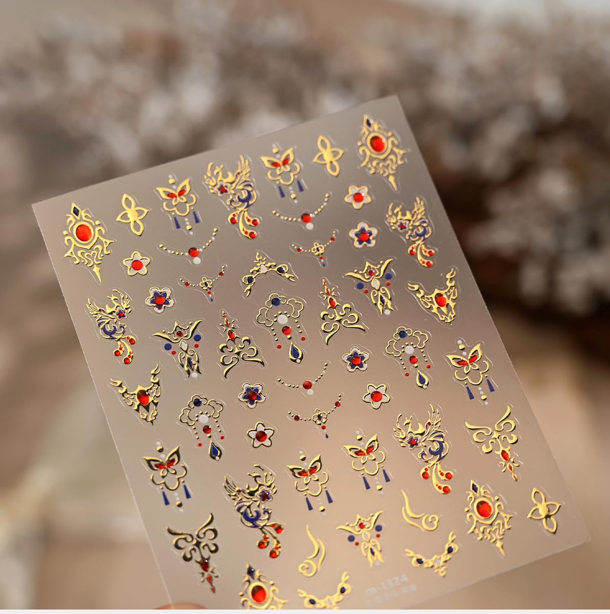 Luxury Nail Art Stickers Gold Crown Nail Stickers, Gold Phoenix Nail Decals, 5D Embossed Golden Self-Adhesive Nail Decorations for Women 1 Sheet