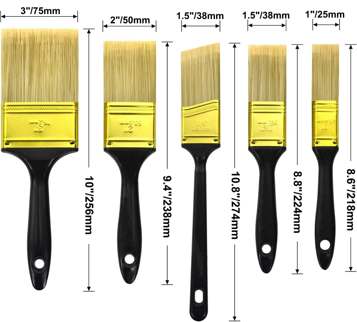 Great Andrew Paint Brushes, 30 PCS Great Value Multi use(3" 2" 1.5" 1" Flat &1.5" Angled) Paint Brush Pack, Paint Brushes Set for Home Furniture Fences Wall Trim