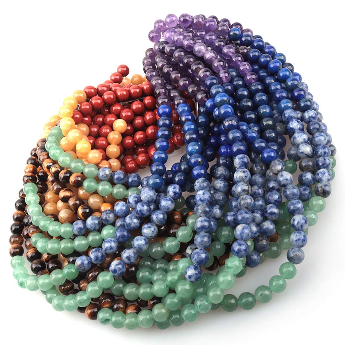 ICAI Beads 10mm Natural Colorful Stone Round Loose Stone Beads for Jewelry Making DIY Crafts Design 1 Strand 15" APPR.42pcs.