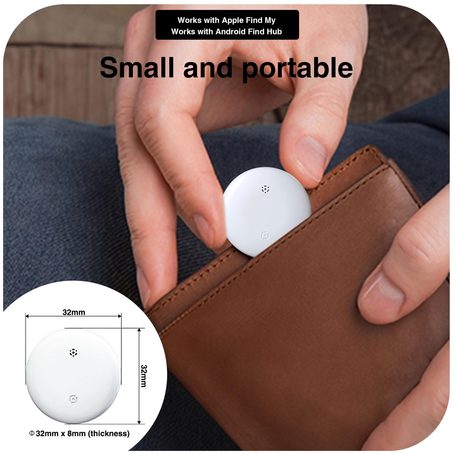 Bluetooth Tracker Works with Apple Find My & Android Find Hub – Key Finder for Keys & Pet Collar, No Monthly Fee, Loud Alarm, Replaceable Battery(2 Pack, Black)