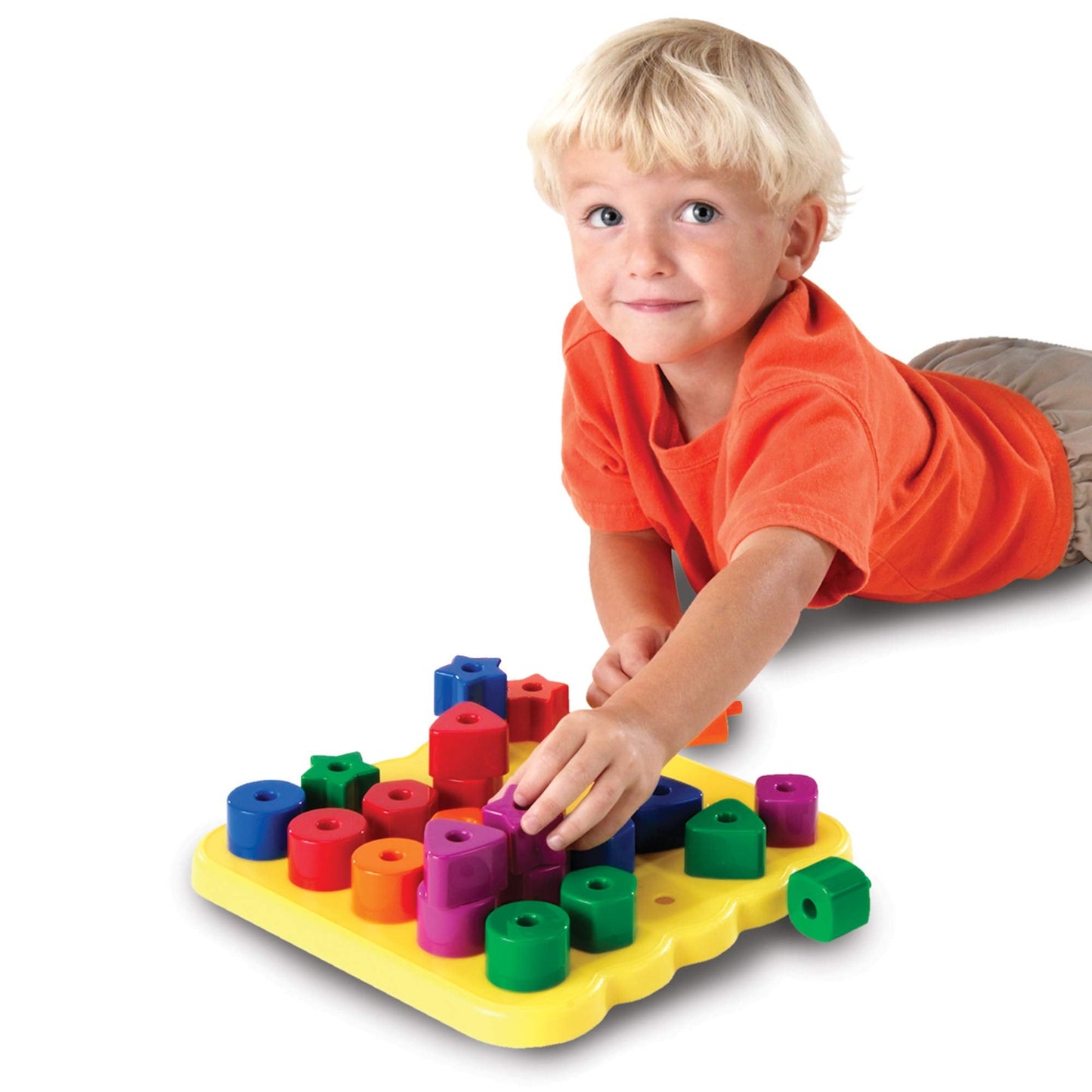 Learning Resources Stacking Shapes Pegboard, Toddler Activity,Fine Motor Toy, Gifts for Boys and Girls, 27 Piece Set, Ages 2+