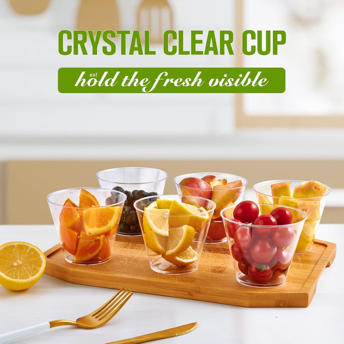 JollyPack 300 Pack Clear Plastic Cups 9 OZ Disposable Heavy-duty Drinking Cups for Christmas, Wedding, Home and Events