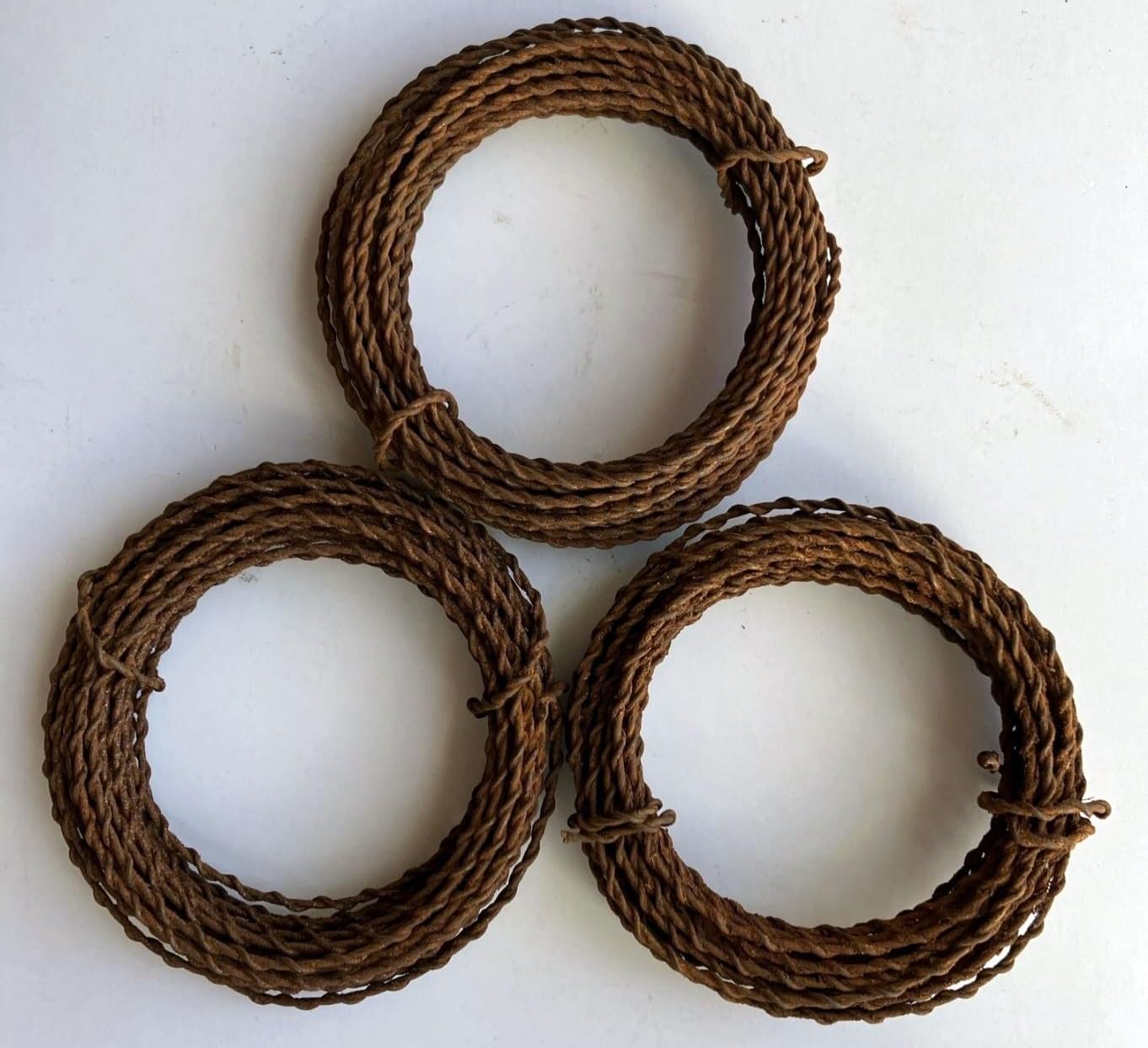 Rusty Tin Wire, Twisted, 16 Gauge, 3 Rolls x 15 Feet Each, Easy to Bend for Crafting