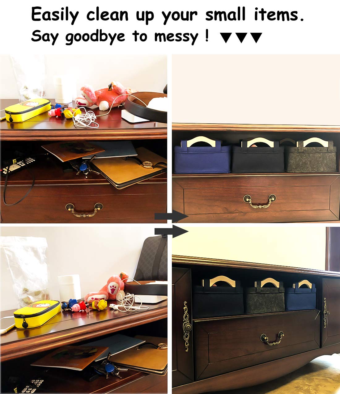 Rectangle Storage Baskets Navy Blue Storage Baskets Soft Decorative Nursery Bins for Books Magazines Album Dog Toys Bra Socks
