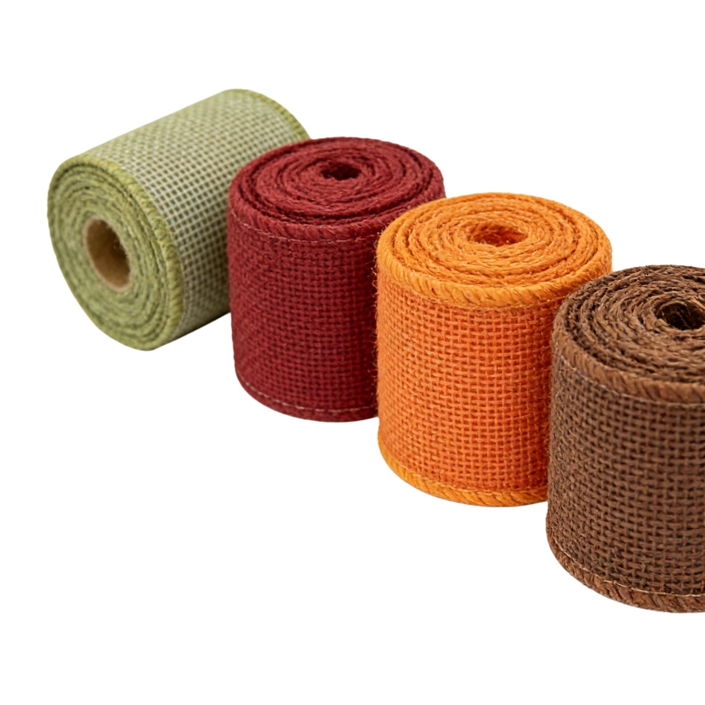 Meseey 7/8 Inch Fall Burlap Wired Ribbon Set, 4 Rolls Total 40 Yards Sage Green/Burgundy/Orange/Brown Solid Wired Edge Ribbon for Wreaths, Bows, Gift Wrapping, Thanksgiving & Halloween Decor