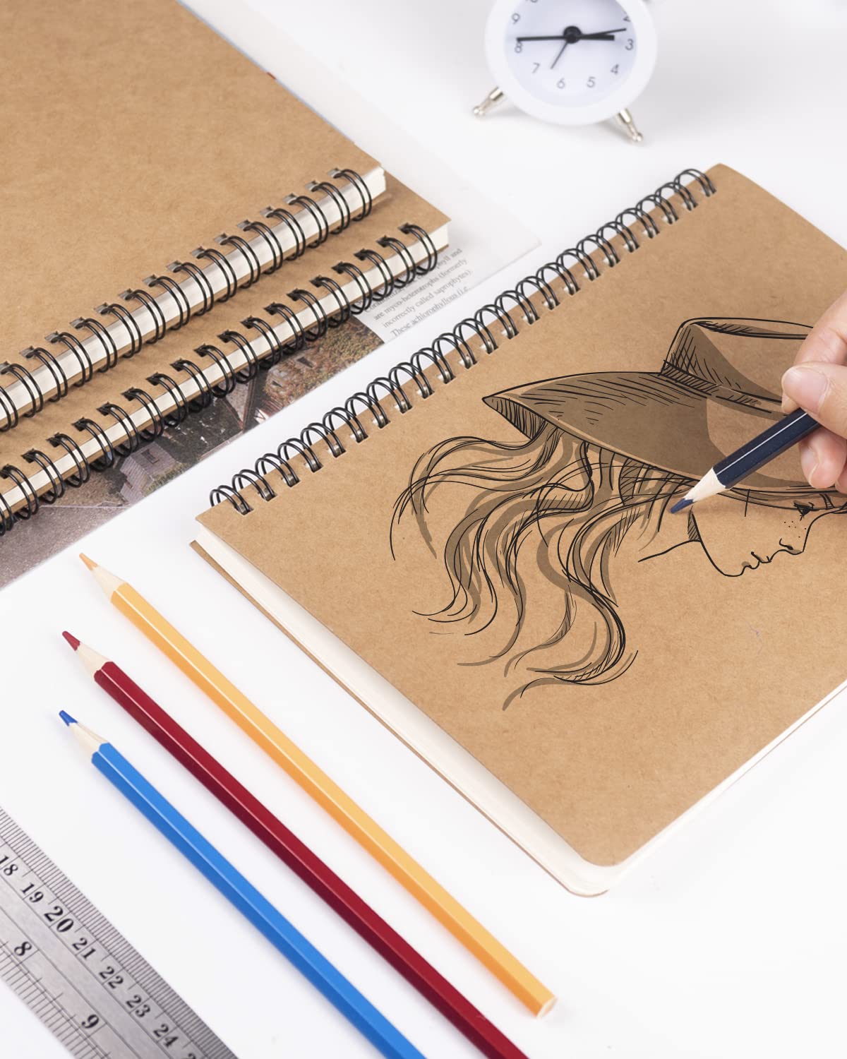 Dynta A5 Spiral Notebooks Blank Journal 10-Pack, Softcover Unlined Sketch Pad for Drawing, Writing, Note Taking Travel Memo Notepads Diary Planner, 100 Pages/ 50 Sheets,8.3 "x 5.8"(Brown)