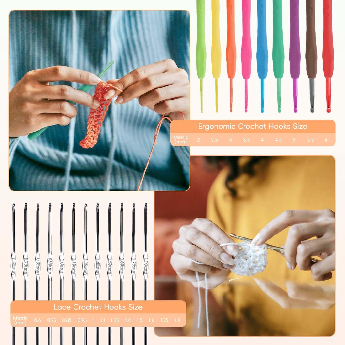 58pcs Crochet Kit Beginners, Crochet Hook Set with Yarn, Portable Crocheting Kit for Starter, Ergonomic Crochet Needles Tools DIY Knitting Accessories for Experienced Crochet Lovers, Flamingo