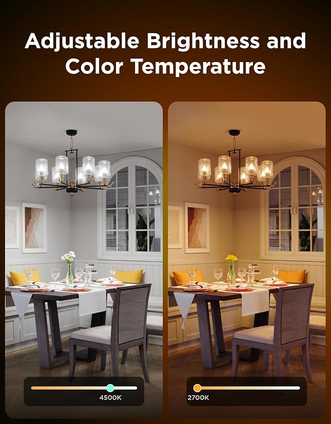 Govee E12 Led Bulb, Smart Light Bulbs Work with Matter, Alexa, Google Assistant, WiFi Candelabra Bulbs 40 Watt Equivalent, RGBWW Color Changing Light Bulb, 2.4Ghz Only, 450 LM, 4 Pack