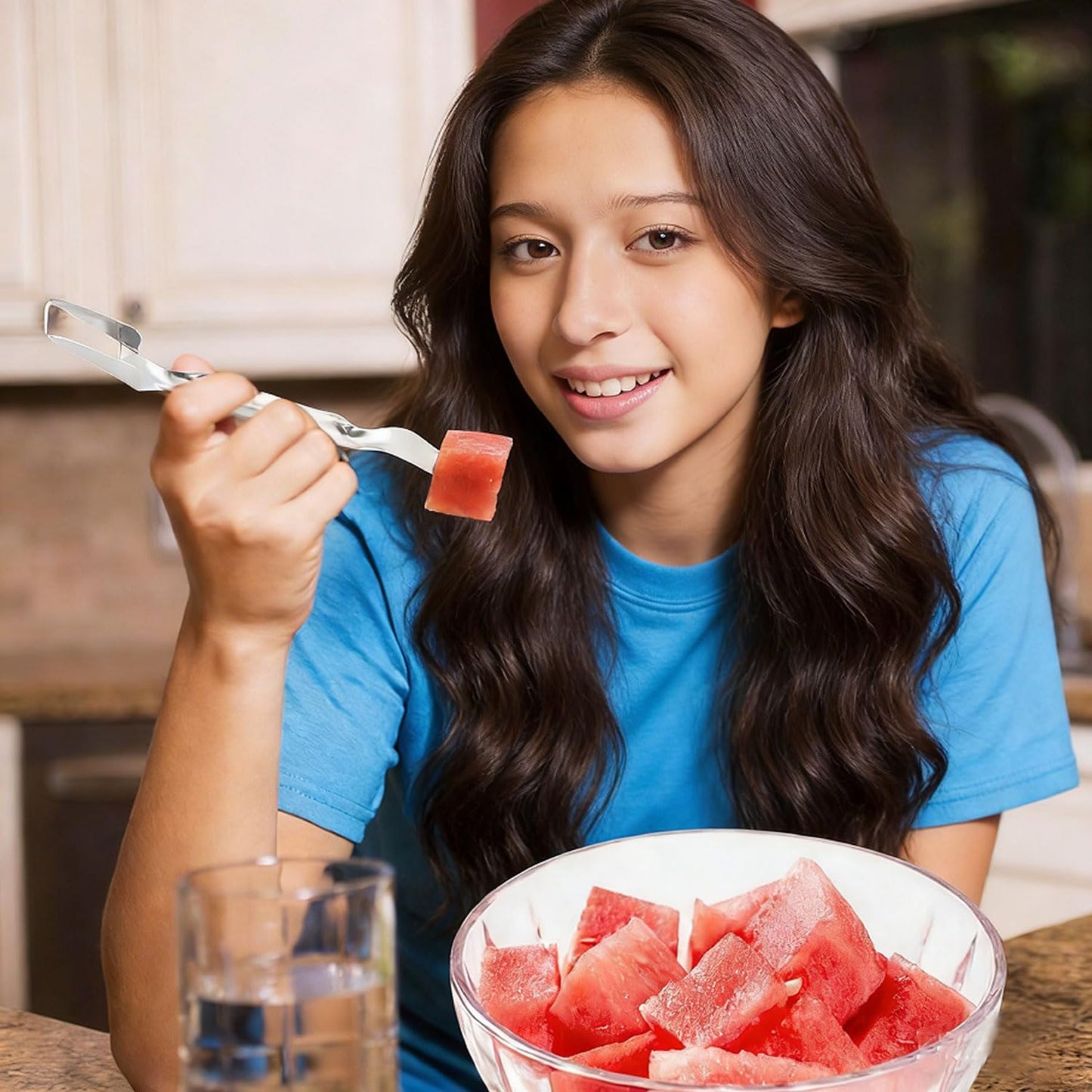 Watermelon Cutter Slicer Fruit Tool - 2-in-1 Stainless Steel Watermelon Cube Cutter, 2026 New Upgrade Dual Head Watermelon Fork Slicer Tool, Summer Fruit Cutting Kitchen Gadget for Home (2PCS)